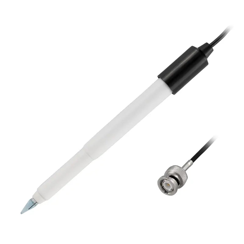 White pen with a black clip and metal tip on a white background