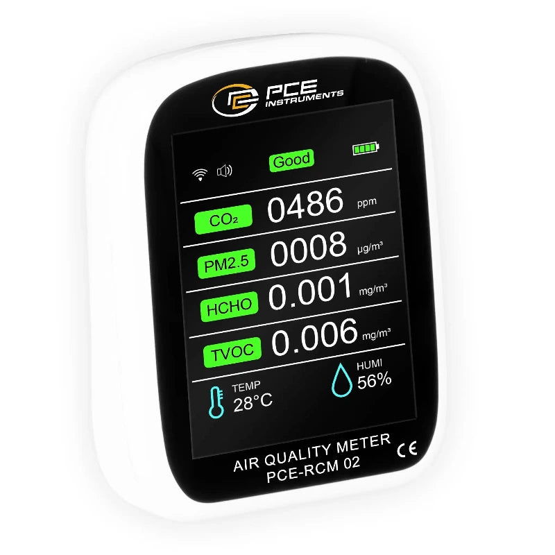 Air quality meter with digital display on a white background