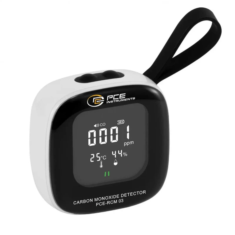 Carbon monoxide detector with digital display on a white background