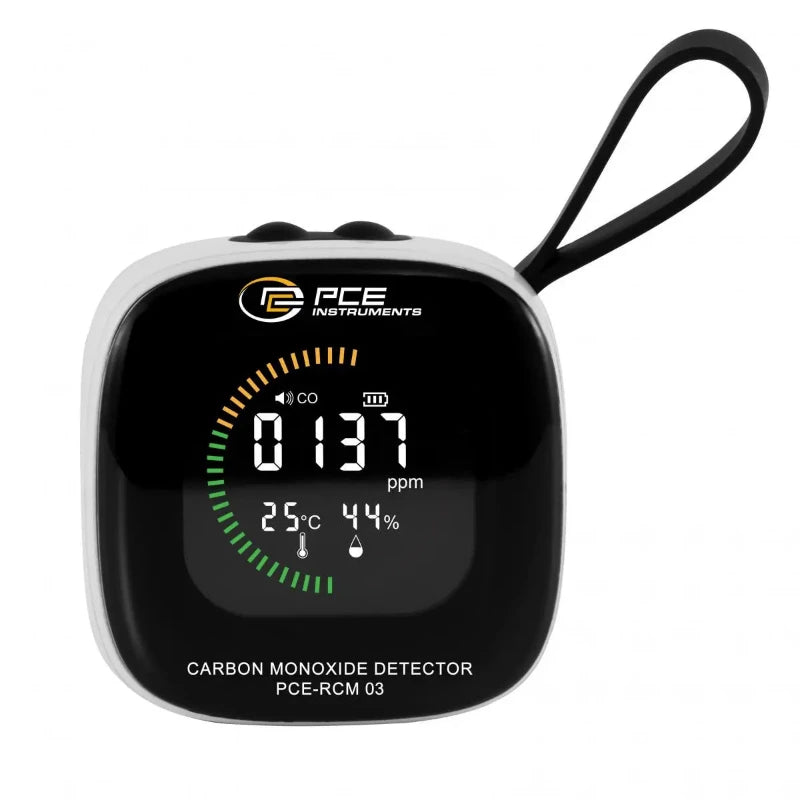 Carbon monoxide detector with digital display on a white background