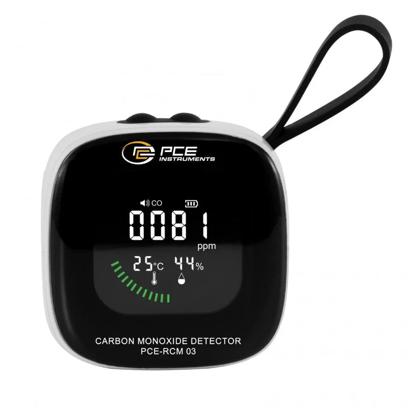 Carbon monoxide detector with digital display on a white background