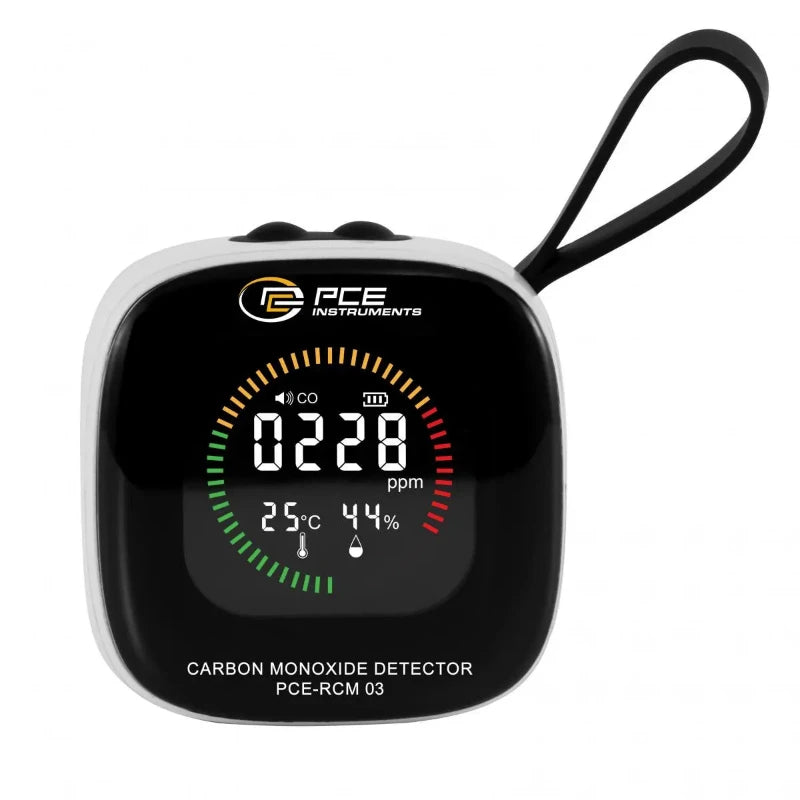Carbon monoxide detector with digital display on a white background