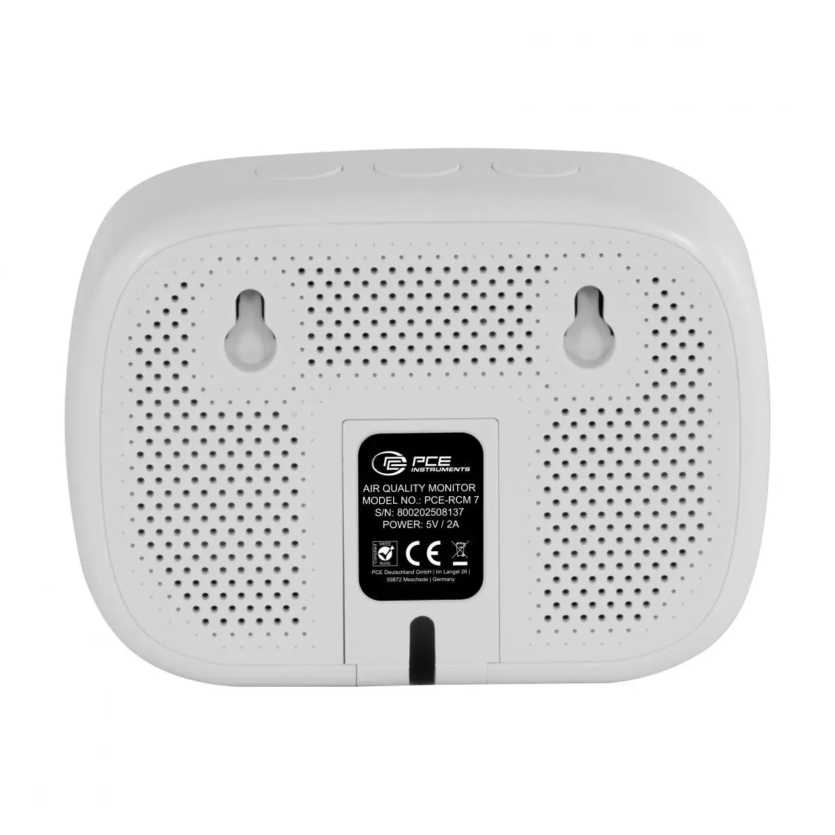 White air quality monitor with visible branding on a white background