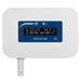 Digital temperature and humidity sensor with blue display on a white background