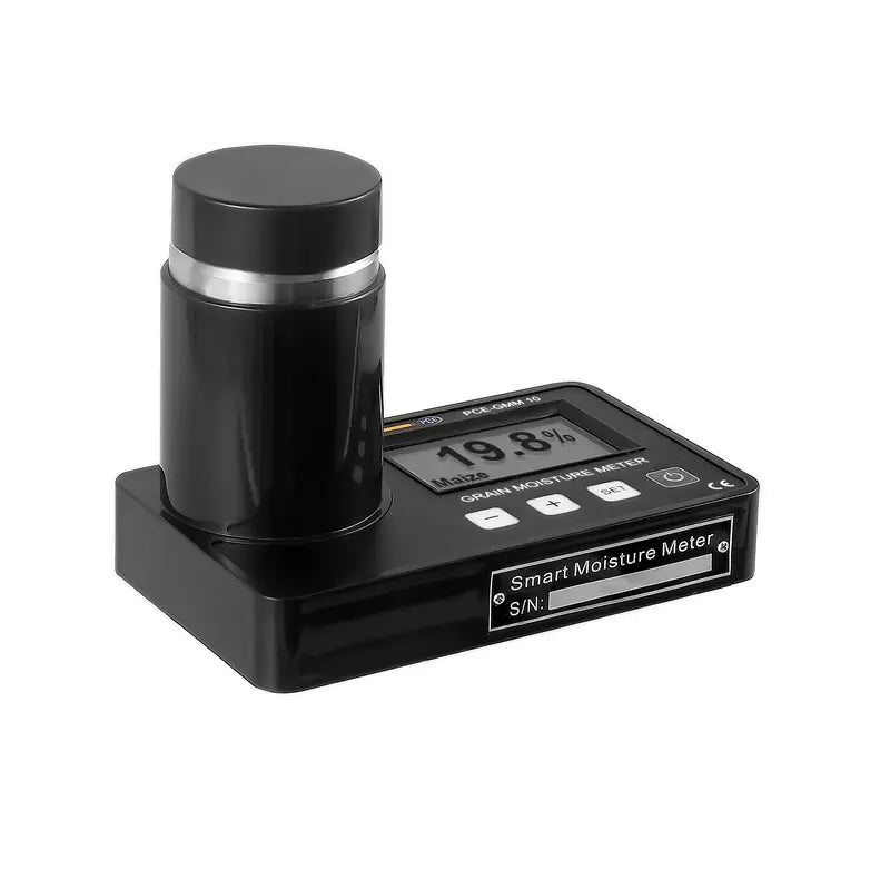 Black smart moisture meter on a white background