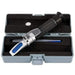 Refractometer with a carrying case on a white background