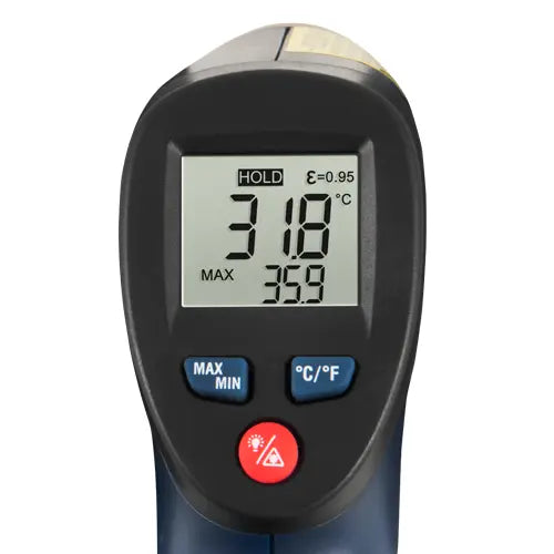 Digital thermometer with temperature display on a white background