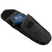 Black tactical magazine pouch with a blue thermometer inside on a white background