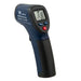 Infrared thermometer with digital display on a white background