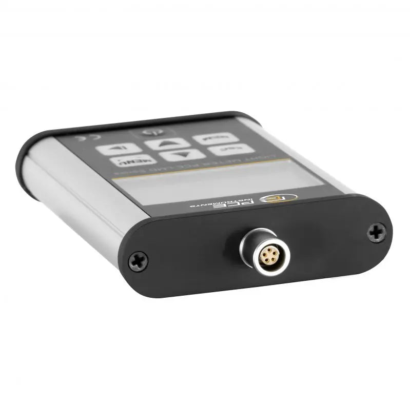 light meter with a screen and connectors on a white background