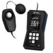 Light meter with digital display and sensor on a white background