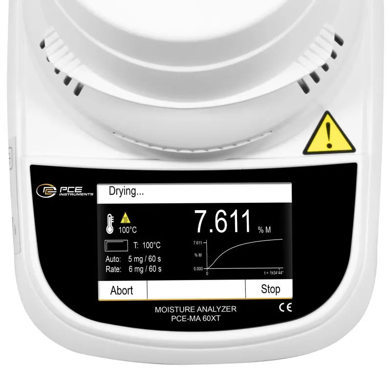 Moisture analyzer with digital display on a white background