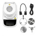 moisture analyzer with various attachments on a white background