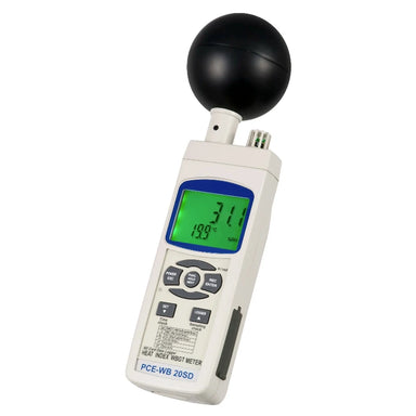 A thermometer with a digital display on a white background