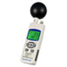 A thermometer with a digital display on a white background