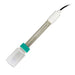 Temperature probe with white and green design on a white background