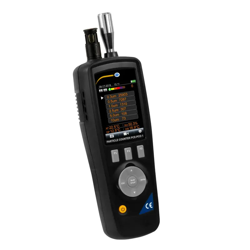 Particle counter device on a white background