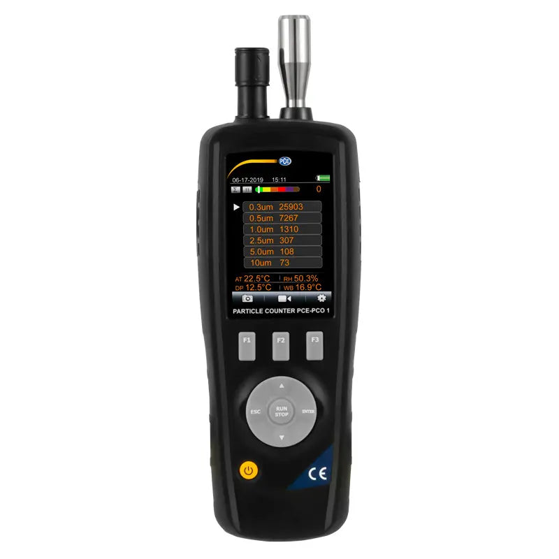 Particle counter device on a white background