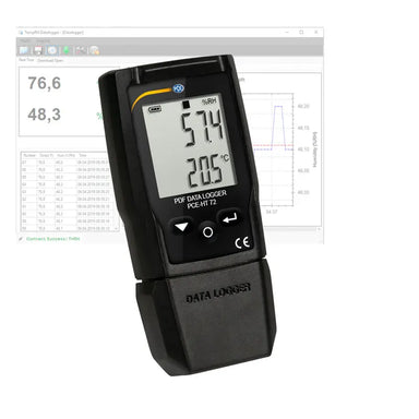 Data logger with digital display on a white background