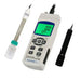 Digital pH meter with two probes on a white background
