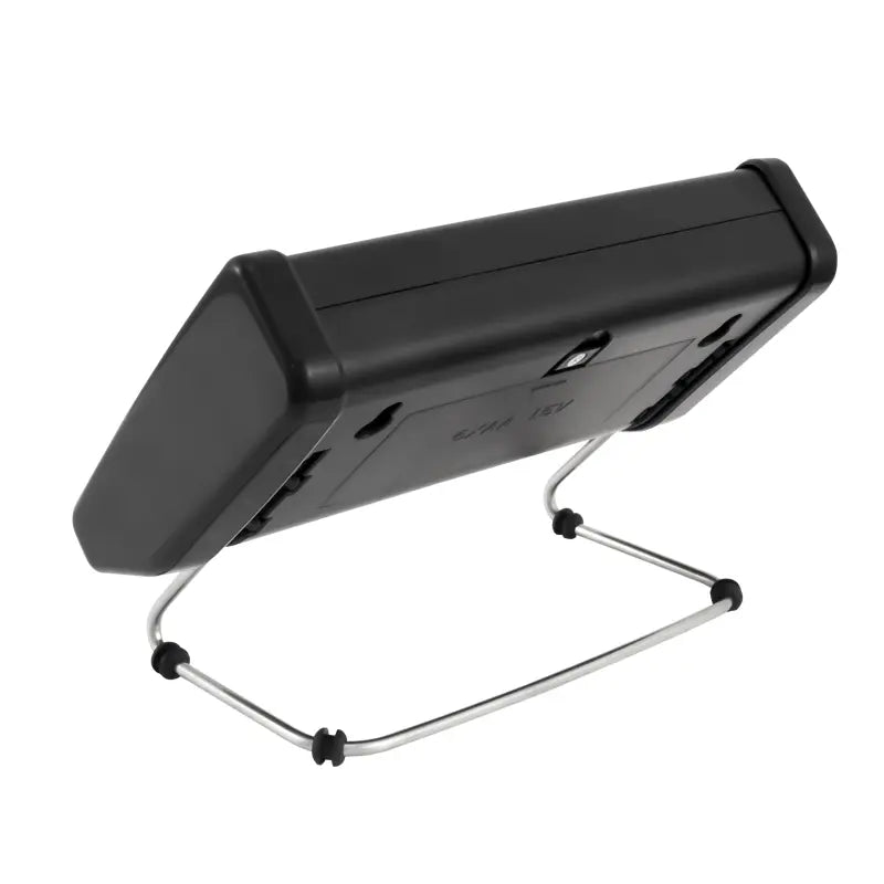Black digital display on a white background