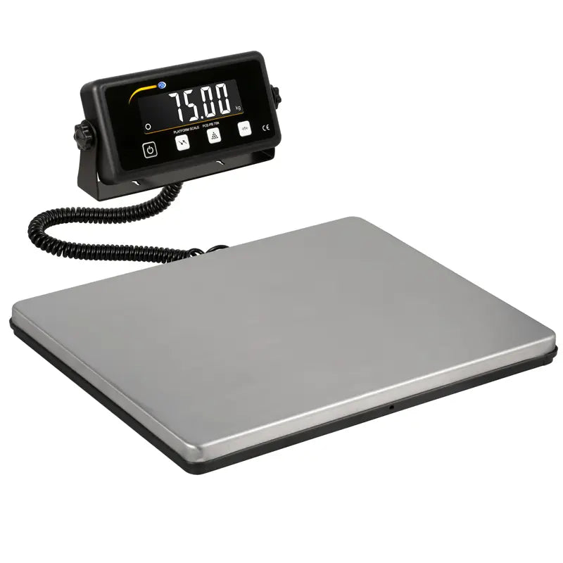 Digital scale with a display on a white background