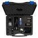 carrying case showing an ultrasonic flow meter with accessories