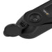 Black refractometer with a digital display on a white background