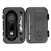 Black digital refractometer with accessories in a open case on a white background