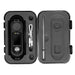 Black digital refractometer with accessories in a open case on a white background