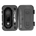 Black digital refractometer with accessories in a open case on a white background