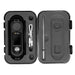 Black digital refractometer with accessories in a open case on a white background