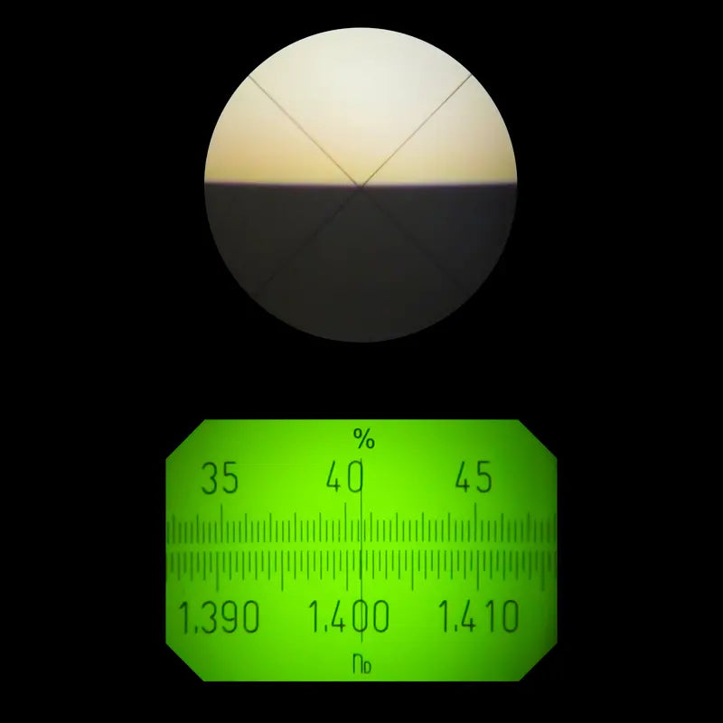 Optical lens with a scale on a black background