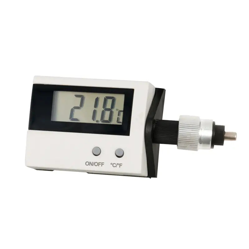 Digital refractometer with temperature display on a white background