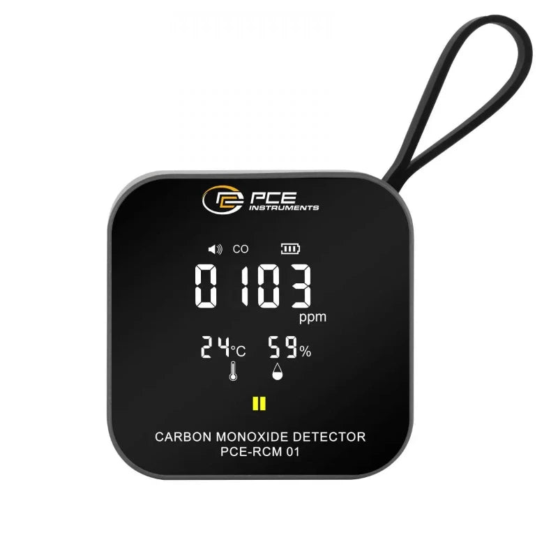 Carbon monoxide detector with digital display on a white background