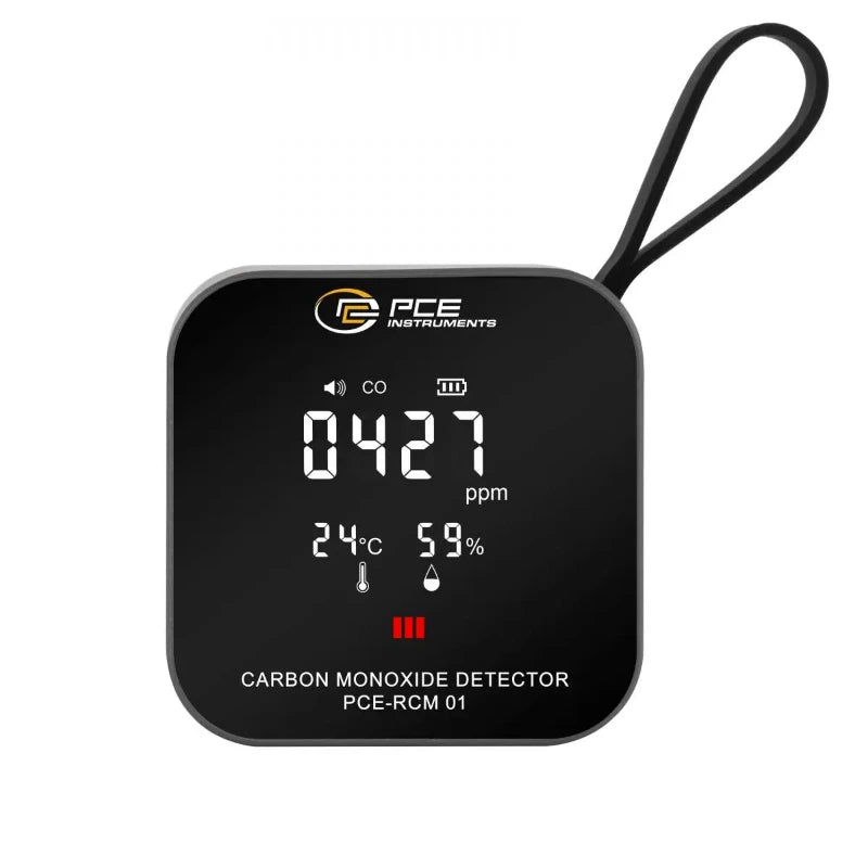 Carbon monoxide detector with digital display on a white background