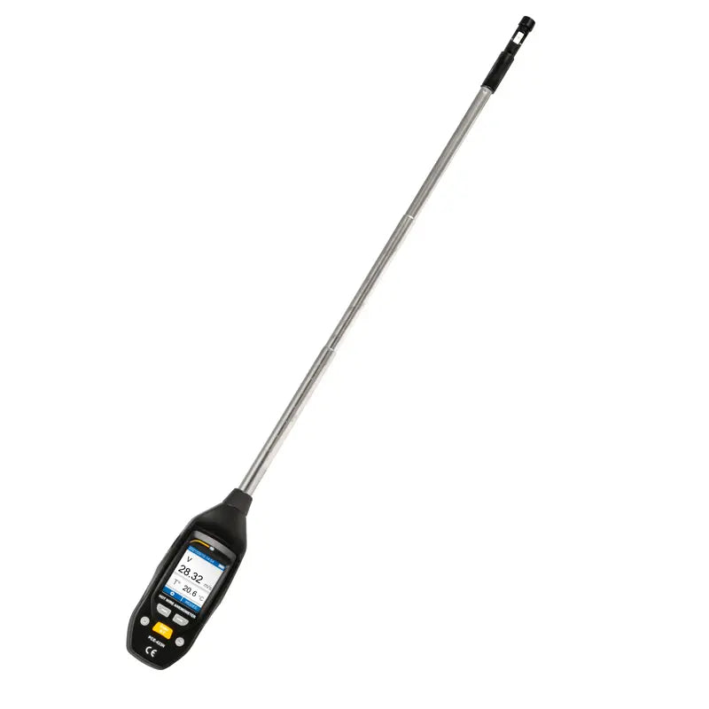 Thermometer with a long probe on a white background