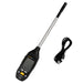 Digital thermometer with a long probe and USB cable on a white background