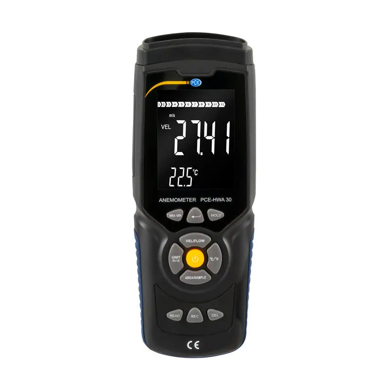 Anemometer with digital display on a white background
