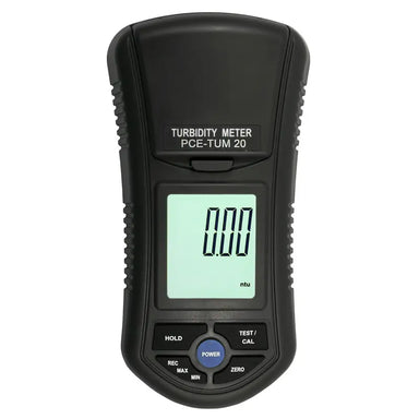 Turbidity meter with digital display on a white background