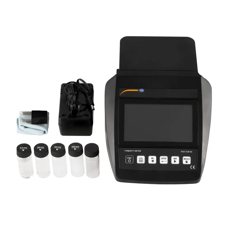 turbidity meter with accessories on a white background