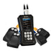 Ultrasonic flow meter with digital display and sensors on a white background