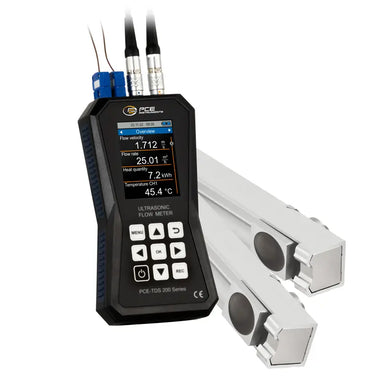 Ultrasonic Flow Meter with digital display on a white background
