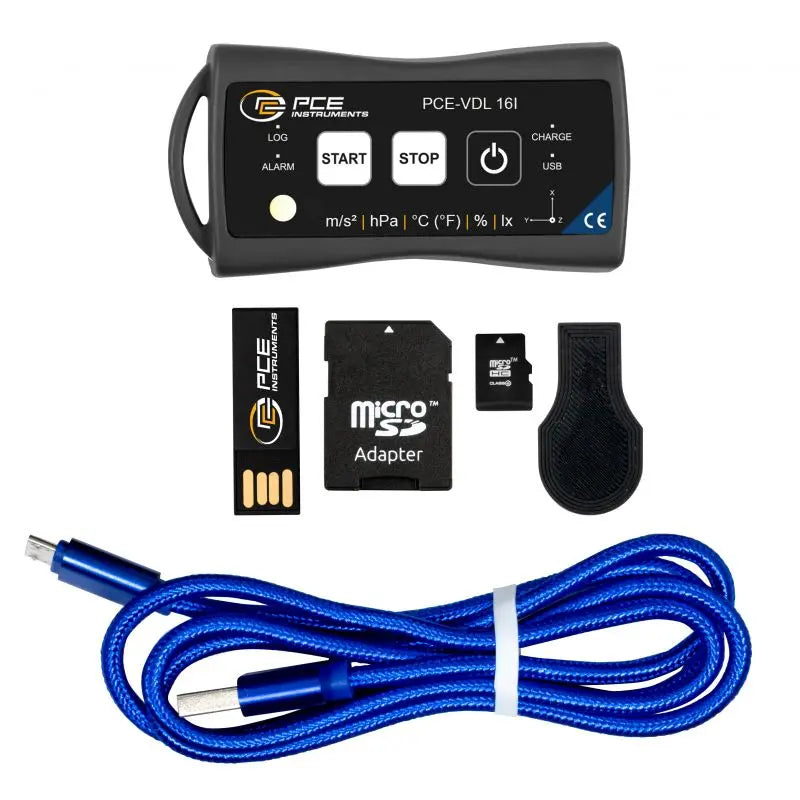 Vibration Meter with accessories on a white background