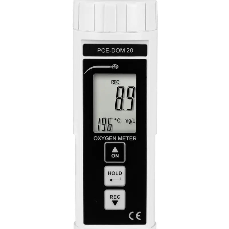 Digital water analysis meter with display and control buttons on a white background