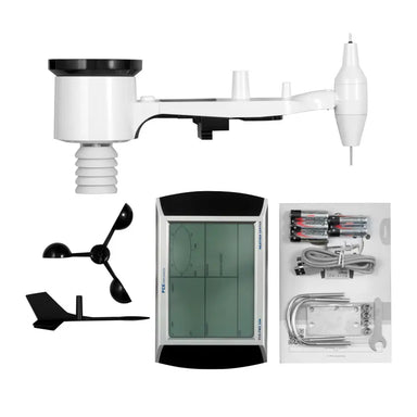 Weather station with components on a white background
