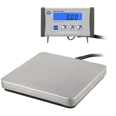Digital weighing scale with a display on a white background